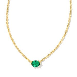 Kendra Scott Cailin Gold Pendant Necklace — Emerald Green Crystal